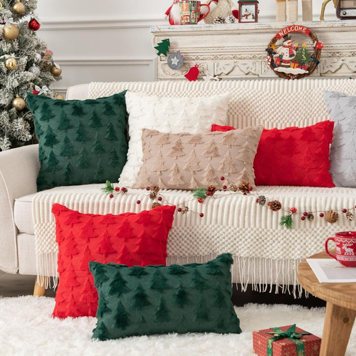 2pcs Felpa Fundas Navideñas Para Cojin De Pino De Navidad