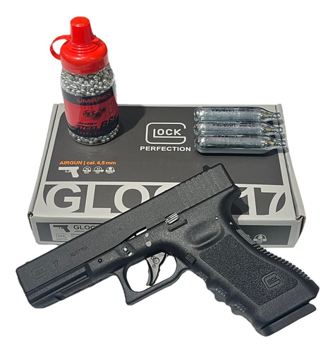 Pistola Glock 17 Blowback Co2 + 1500 Balines + 3 Tubos Degas