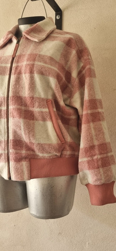 Chamarra Bomber Polar Abrigo A Cuadros Mujer Tall Extra Xxl
