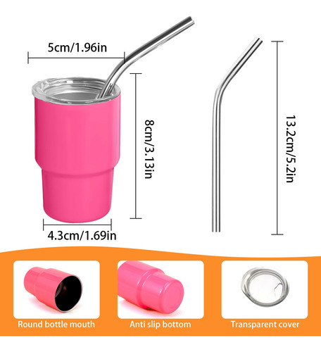 Set De Vasos De Chupito Con Pajita 90ml 3 Unidades Mini Ta