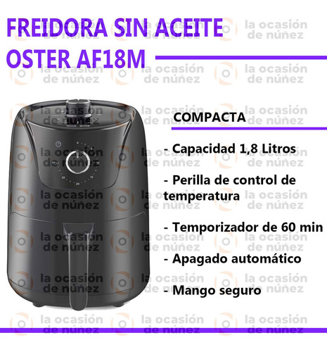 Freidora De Aire Oster Digital Compacta Air Fryer 1.8lts
