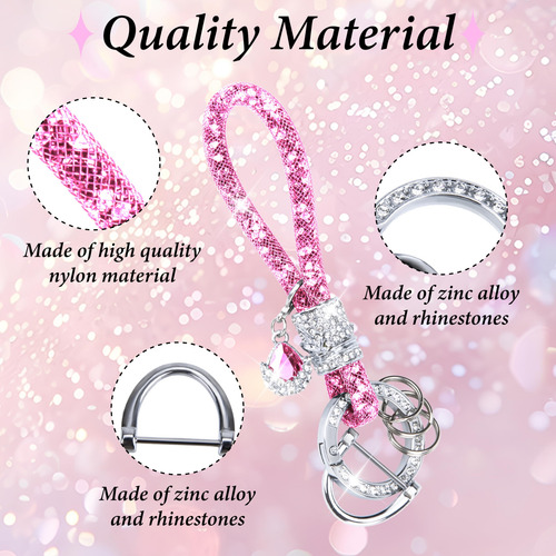Llavero De Coche Brillantes Para Mujeres Rosa Color