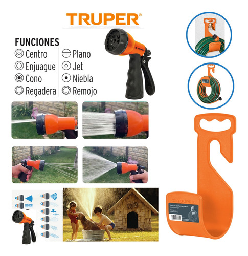 Combo Hidrolavadora 1800 Psi Manguera 10m Pistola De Riego