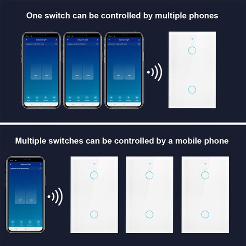 Interruptores De Luz De Pared Táctiles Wifi Smart, 2 Gang