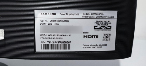 Monitor Curvo Samsung 27 Full Hd Promoção Preto