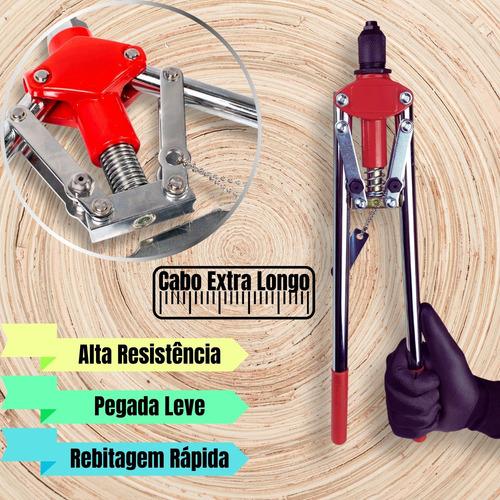 Alicate Rebitador Manual Tipo Alavanca Grande 420mm 3 Bicos