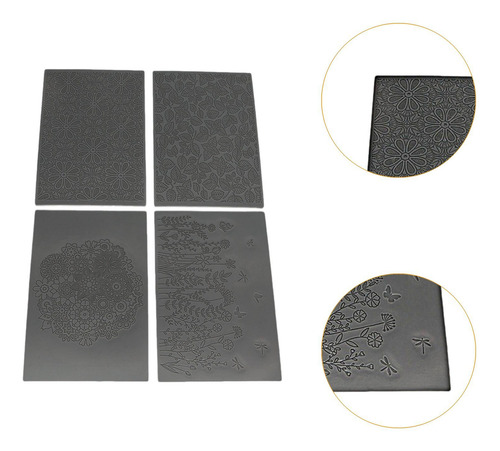4 Pçs Folhas De Textura De Tapetes De Textura Floral