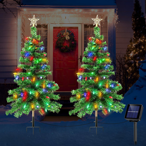 Arbol Navidad Solar Luz Ma Alimentado Energia Impermeable