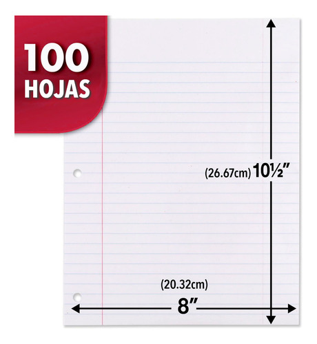 100 Hojas De Repuesto Sueltas Mead Para Rellenar Carpetas Color Blanco