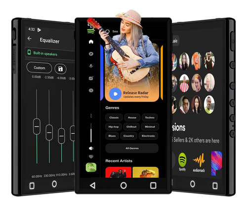 Yffizq 144gb Android8.1 Mp3 Player Con Bluetooth Y Wifi, Pla