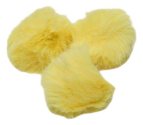 Pompom Bola Pelucia 70mm Com Elastico 30und Cor Amarelo Bebê-104