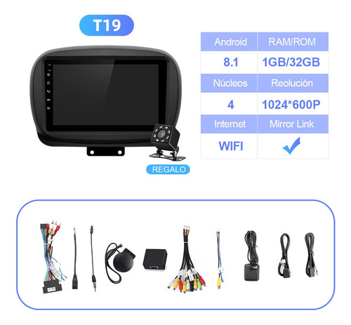 C-jc-jpara Estéreo Cámara 1+32gb Fiat 500x 2016-2022 Gps Wif