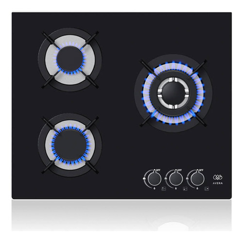 Avera Parrilla A Gas 3 Quemadores, Panel De Vidrio Temp Vt3 Color Negro
