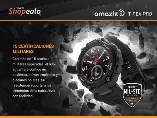 Imagen 3 de 9 de Smartwatch Amazfit T-rex Pro Gps Negro Spo2 10 Atm Cuota -*