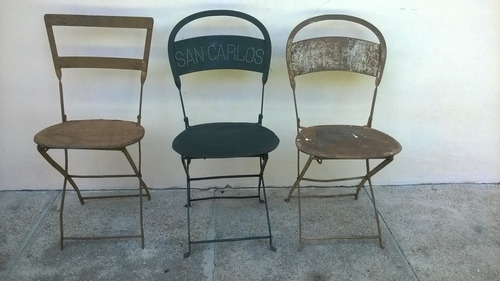 Antigua Silla Chapa Plegable De Bar Cerveza San Carlos $ C/u