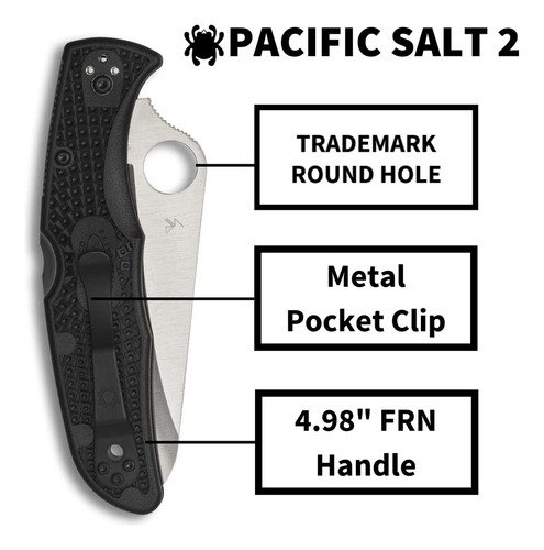 Cuchillo Spyderco Pacific Salt 2 Hoja H-1 De 3.78 Y Mango