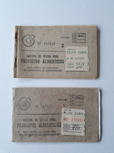 2 Libretas De Abastecimiento Cubanas 1994 Y 1995.