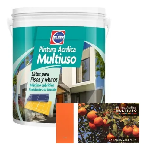 Pintura Pisos - Multiuso Elbex 1lt Naranja Valencia Acabado Mate