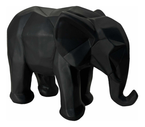 Figura Elefante Geométrico Minimalista Artesanía Negro