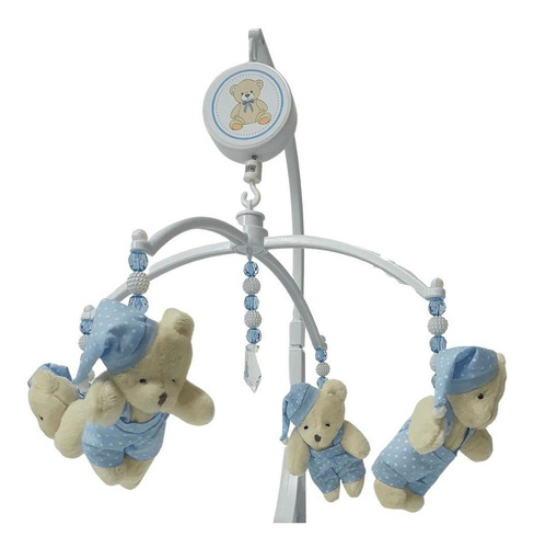 Mobile Para Berço Musical Urso Azul Com Gorrinho Erich Baby