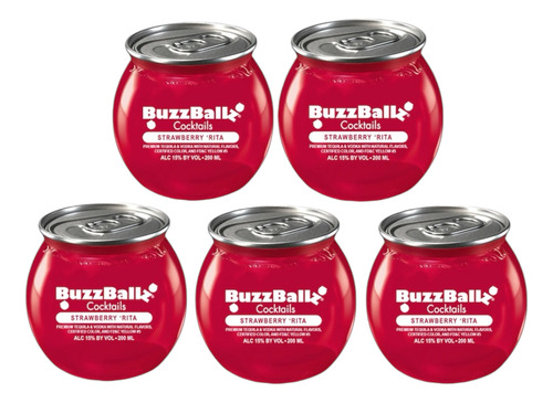 Buzzballz 200 Ml Strawberry-rita 5 Pack Listo Para Beber