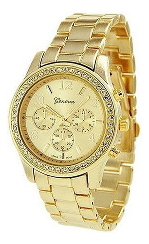 Relógio Feminino Geneva Dourado Strass