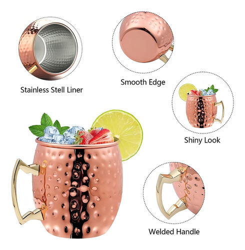 Pack 2 Vasos De Cobre Vasos Tragos Moscow Mule Mojito Bar