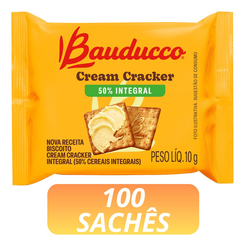 Biscoito Cream Cracker Integral Bauducco Caixa C/ 100 Sachês