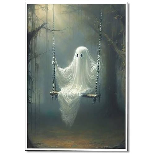 Arte De Pared De Fantasma Lindo De Halloween Lienzo, Di...