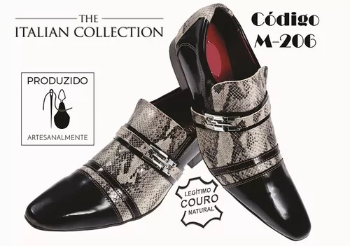 Sapato Masculino Italiano Executivo Luxo em Couro Cobra Natural