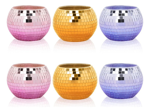 Tealight - Juego De 6 Portavelas De Mosaico Grandient, Porta