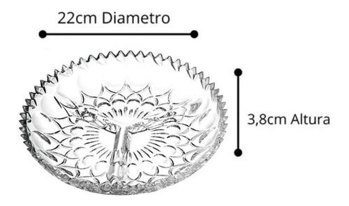 Petisqueira Em Vidro Transparente 22cm Coimbra 3 Divisorias