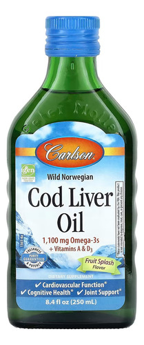 Carlson Labs Aceite De Pescado Vitamina A Y D3 250 Ml Sabor Sensación Frutal