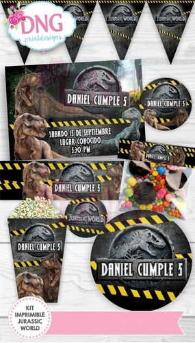 Kit Imprimible Invitaciones Candy Bar Png / Jurassic World