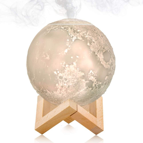 Humidificador Difusor Luna Led Lampara Aromaterapia Aceites Color Calida / Blanca