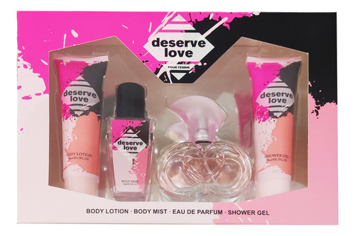 Set P/ Mujer Edp, Mist, Lotion, Shower Gel Deserve Love 4pz