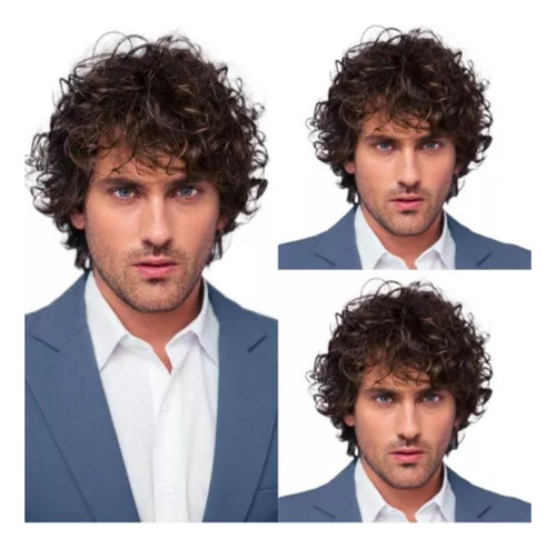Dp For Cabello Rizado De Hombres, Peluca Marrón Oscuro 2024