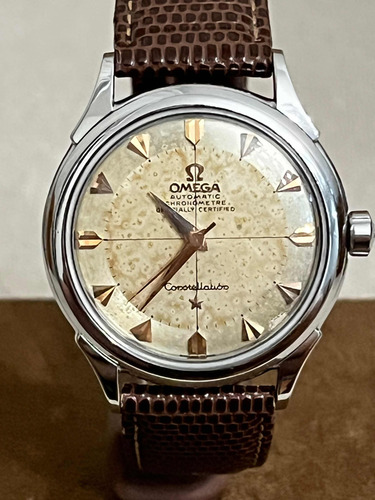 Omega Constellation Automático 2852 Cosc Pie Pan Ñ Rolex Marrom Prateado Bege (Usado)