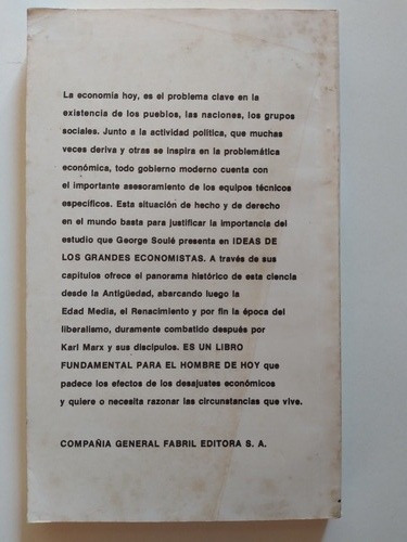 Ideas De Los Grandes Economistas - George Soule (Usado)