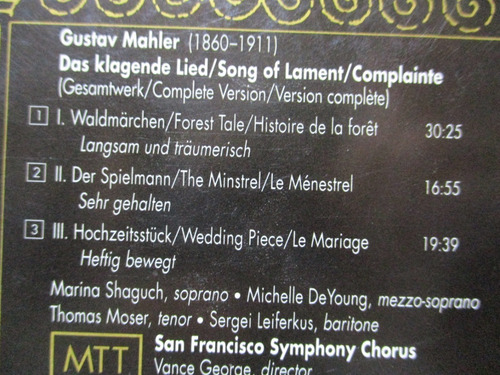 Imagen 6 de 6 de Mahler - Das Klagende Lied. Michael Tilson Thomas
