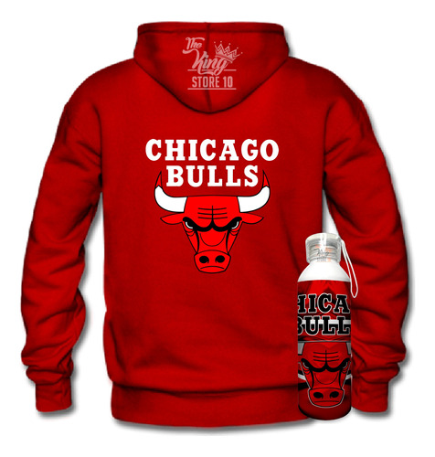 Poleron Con Cierre + Botella, Chicago Bulls, Nba, Basketball, Fans, Xxxl