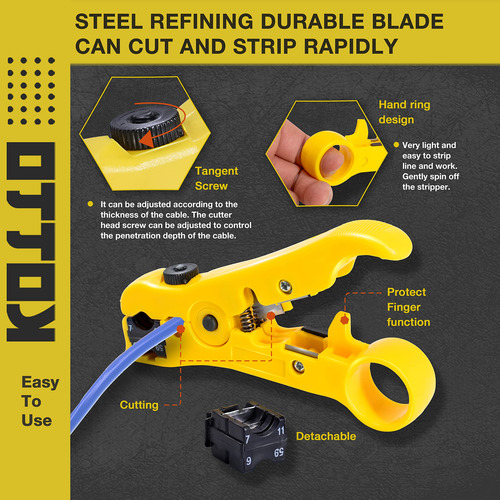 Coax Cable Crimper Kit Kotto Compression Tool Rg6 Rg59 Rg11