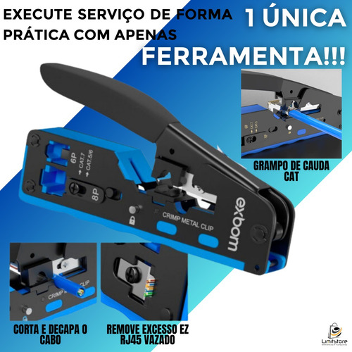 Alicate De Crimpar Rj45 Ez Crimp De Passagem+100 Conector Ez
