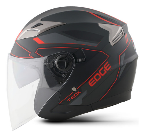 Casco Motocicleta Edge Jaguar Semi Integral T-rox Rojo