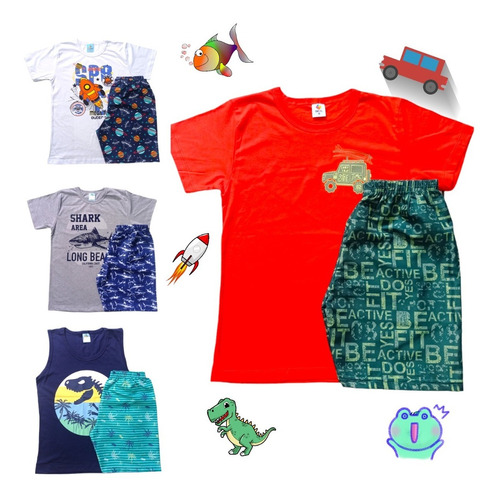 Kit 4 Conjuntos Infantil Menino Roupa Para Criança Atacado