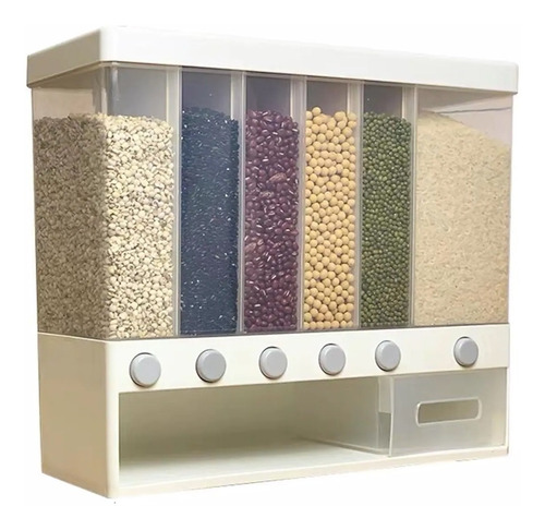 Dispensador Pared Mesa 6 Espacios Granos Cereal Arroz Pasta