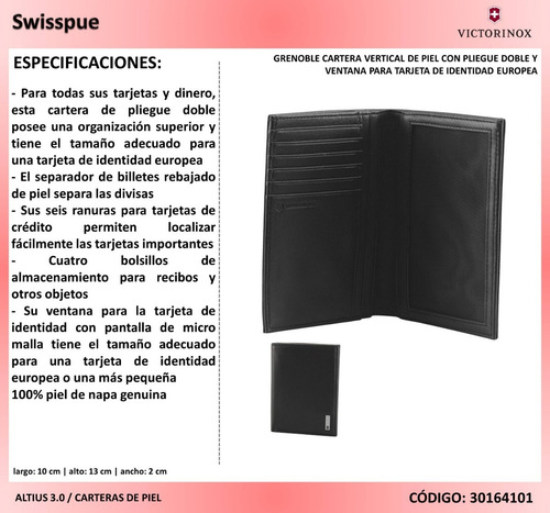 Imagen 3 de 4 de Cartera Vertical De Piel, Grenoble, Victorinox (30164101)
