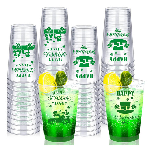 80 Vasos De Plástico Desechables Para El Día De San Patricio