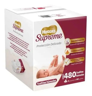 Toallas Húmedas Huggies Supreme Caja 480pzas Aceite Almendra