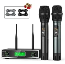 Comprar Sistema De Micrófono Inalámbrico Fifine, Dos Micrófonos Inalámbricos Dinámicos De Mano Y Receptor De Doble Canal, 50 Frecuencias Uhf Seleccionables Para Fiestas De Karaoke, Iglesia, Dj, Boda